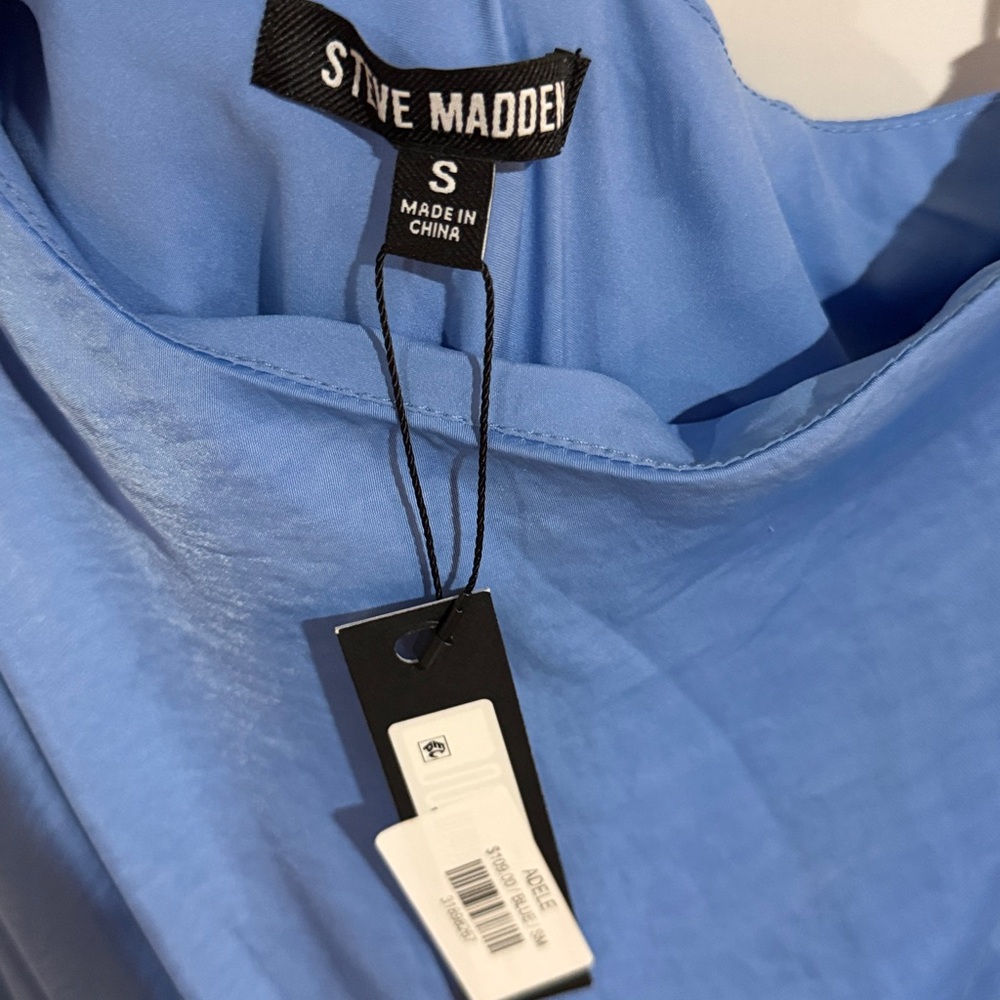 Steve Madden Adele One-Shoulder Blue Jumpsuit - Picture 9 of 10